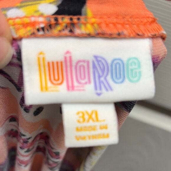 Lularoe Women's Size 3X Azure Salmon Feathers Knee Length A-Line Pull-On Skirt - Picture 4 of 5